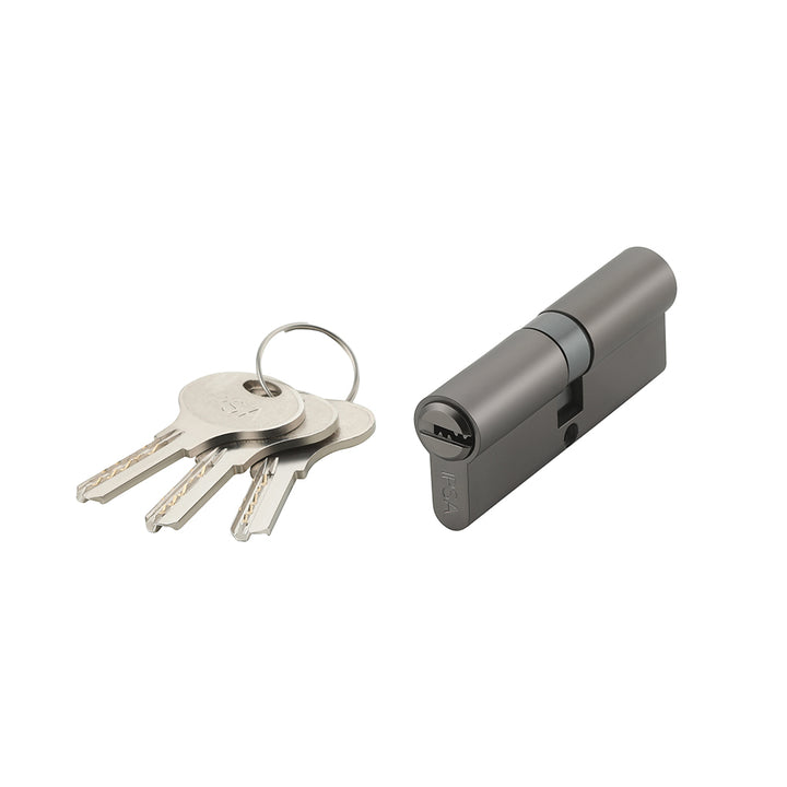 IPSA Euro Profile Cylinder Lock Computer Key Both Side Key 80mm Lock for Home, Office and Apartment Doors | Door Thickness 50-58 mm MTS Anthracite Finish