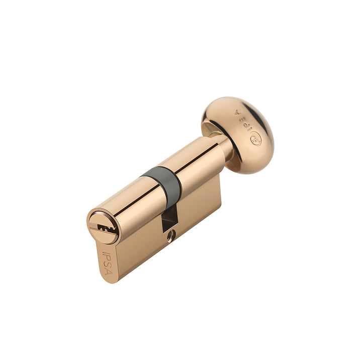 IPSA Euro Profile Cylinder Lock One Side Coin & Knob 60mm Lock for Home, Office and Apartment Doors | Door Thickness 30-38 mm Rose Gold Finish