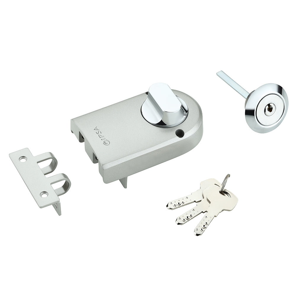 IPSA Vertibolt Main Door Rim Lock Lockset for Home with Computer Dimple Key Knob On Inside Small Deadlock Finish SS