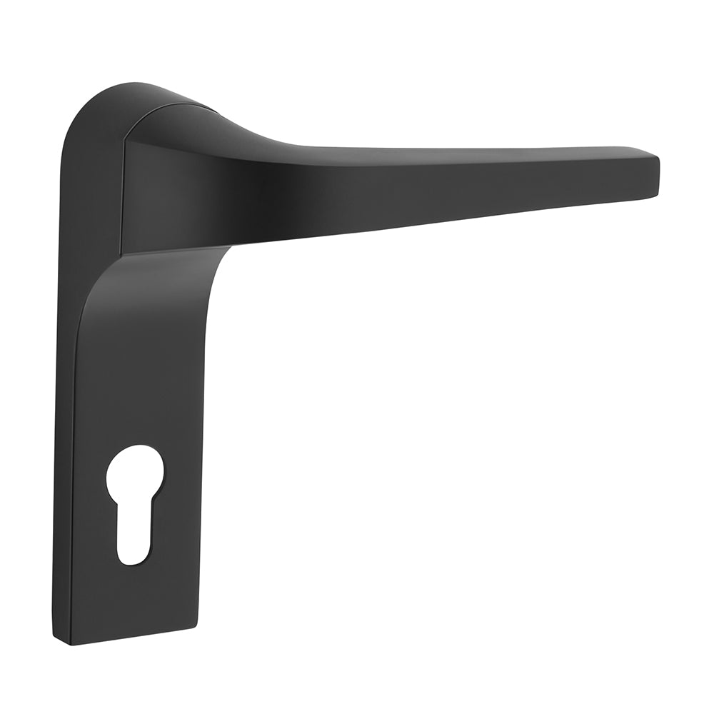 IPSA Edo Moderna Handle Series on 10" Plate CY Only Pair without Lock Body and Cylinder - Finish BLACK
