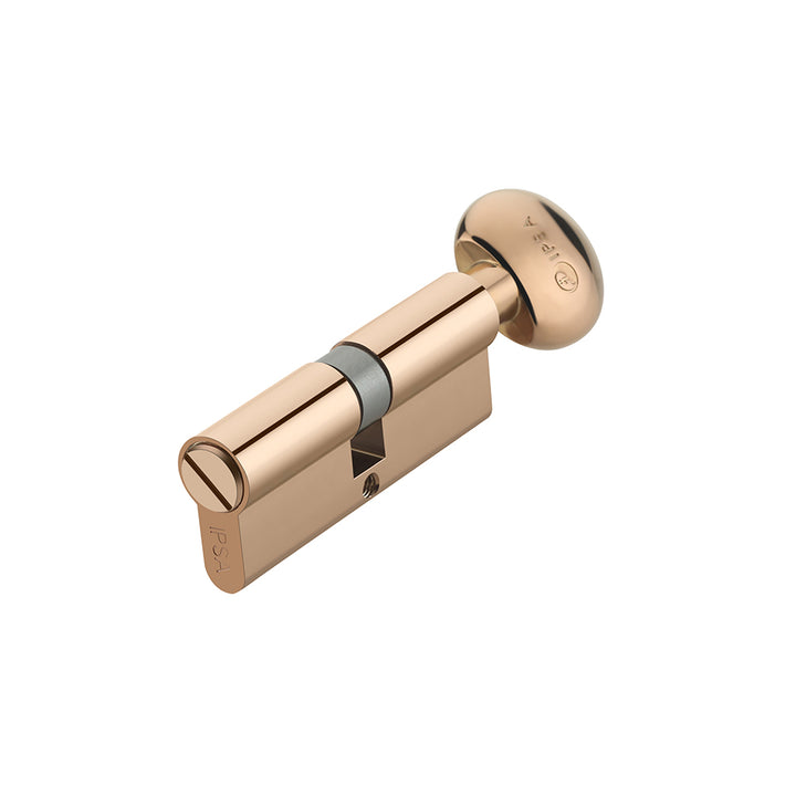 IPSA Euro Cylinder Lock One Side Coin & Knob 80mm Lock for Home, Office and Apartment Doors | Door Thickness 50-58 mm Rose Gold Finish