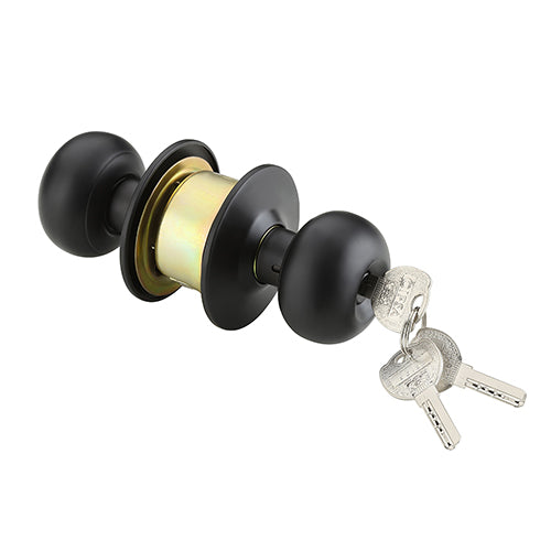 IPSA High Security SS202 Cylindrical Lock Tubular Door Knob with Ultra Computer Key Backset 60MM Finish - Black