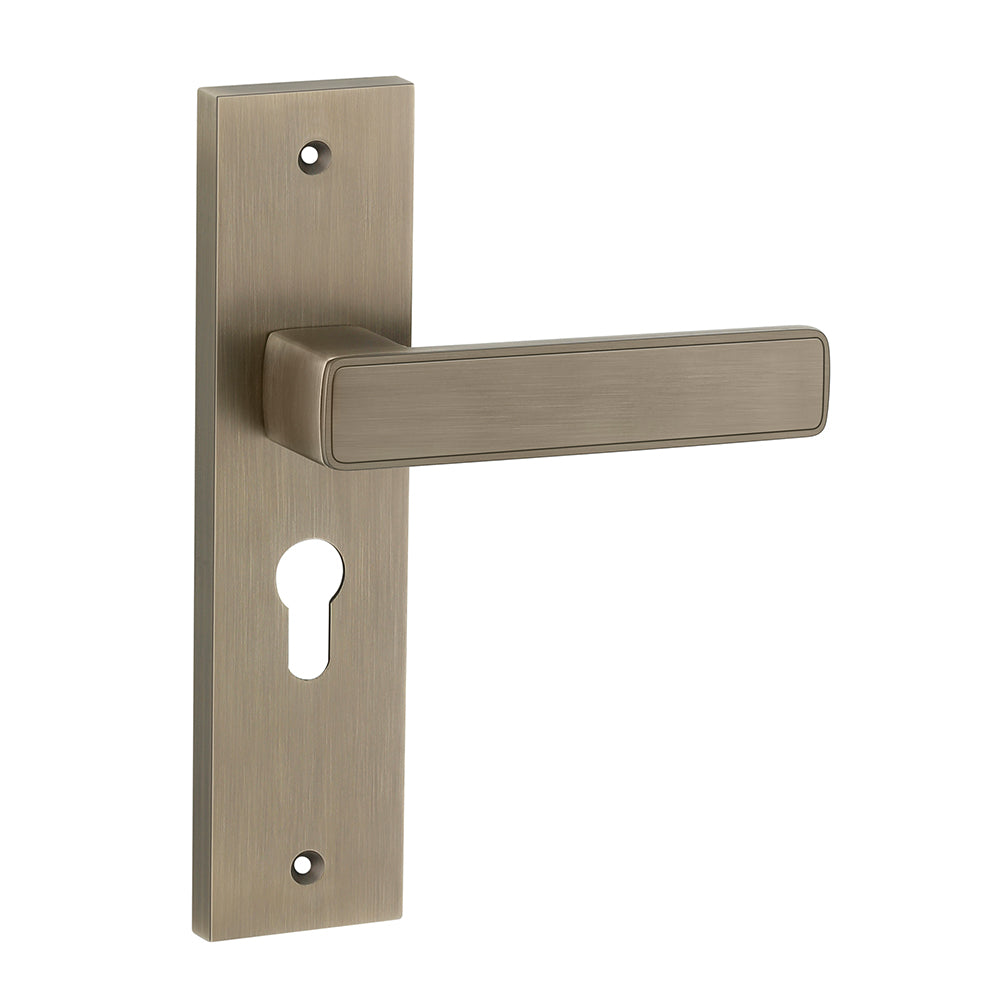 IPSA Clay Iris Handle Series on 8" Plate CYS Lockset with 60mm Both Side Key - Matte Antique Finish MAB