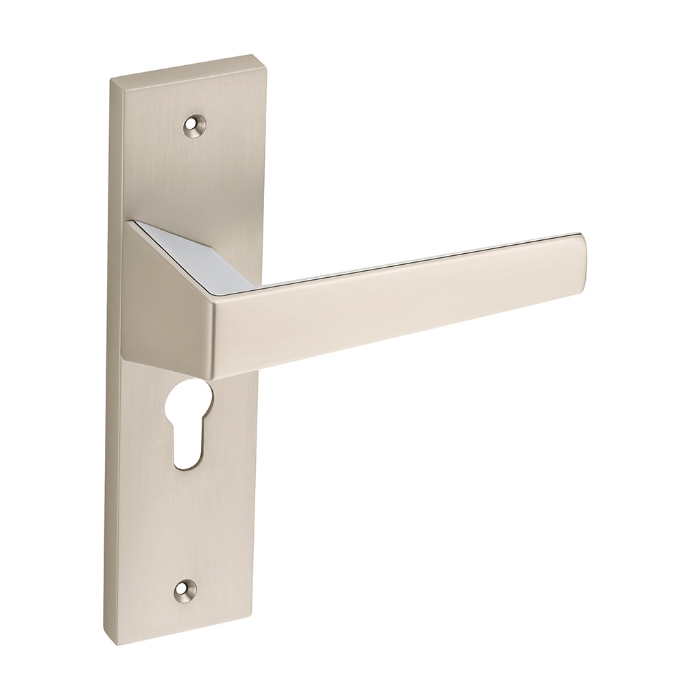IPSA Tiffy Moderna Handle Series on 8" Plate CYS Lockset with 60mm Both Side Key - Matte Satin Nickel Finish CPS