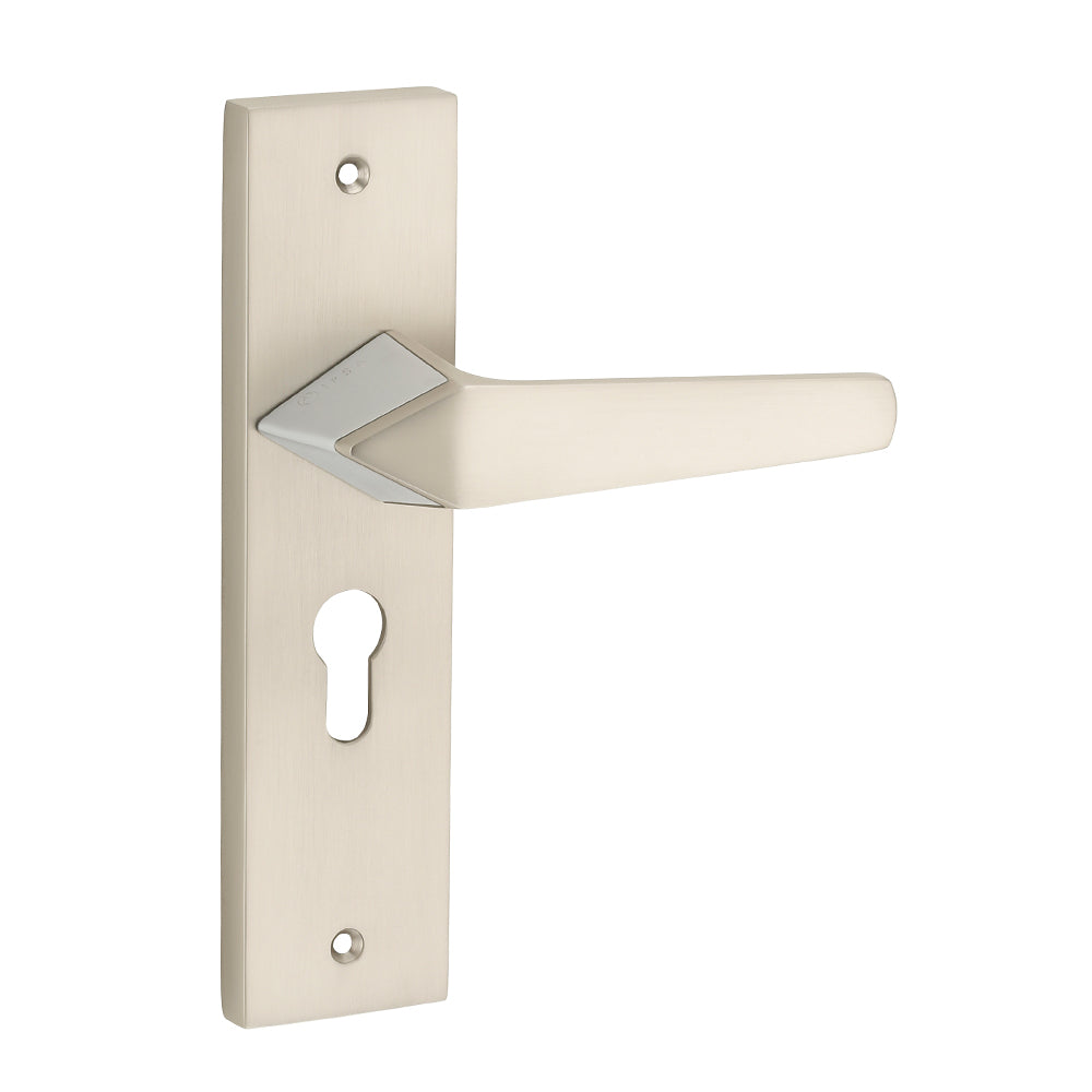 IPSA Peru Iris Handle Series on 8" Plate CYS Lockset with 60mm Both Side Key - Matte Satin Nickel Finish CPS