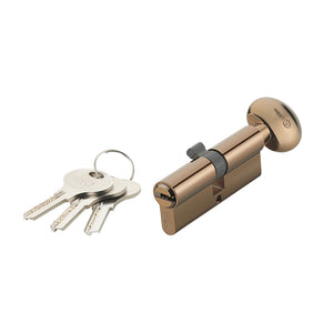 IPSA Euro Profile Cylinder Lock Computer Key One Side Key and Knob Osk 80mm Lock for Home, Office and Apartment Doors | Door Thickness 50-58 mm Rose Gold Finish