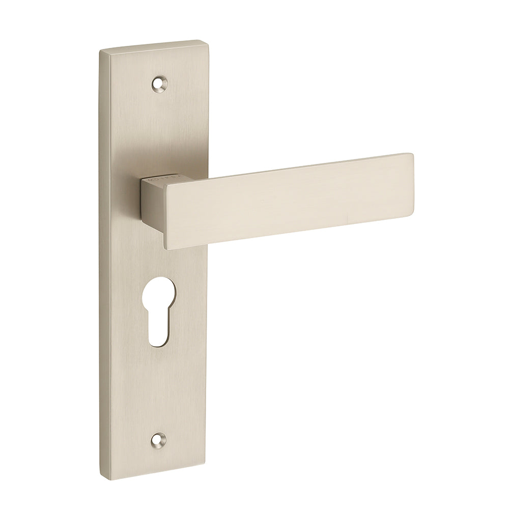 IPSA Sage Moderna Handle Series on 8" Plate CYS Lockset with 60mm Both Side Key - Matte Satin Nickel Finish MSS