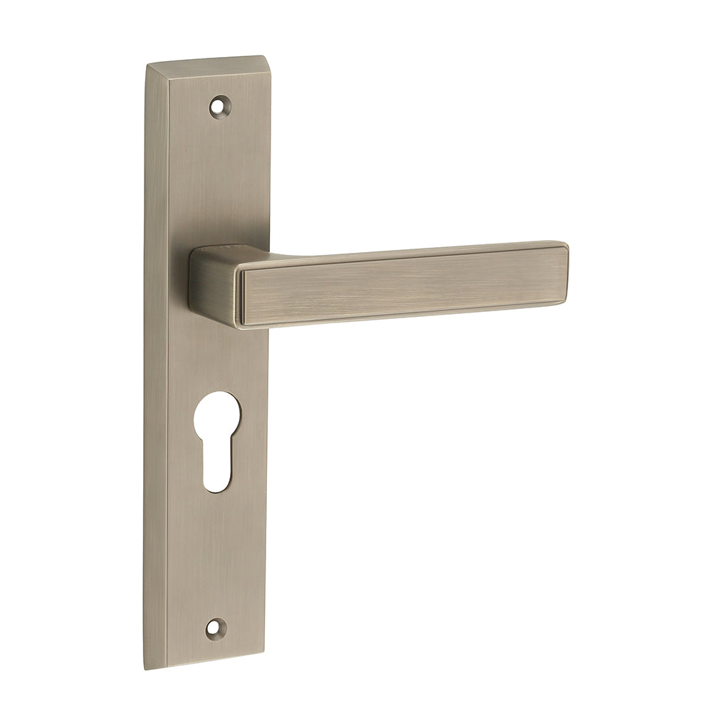 IPSA Teal Iris Handle Series on 8" Plate CYS Lockset with 60mm Both Side Key - Matte Antique Finish MAB