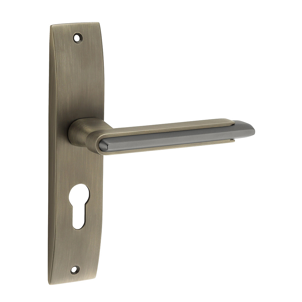 IPSA Lead Iris Handle Series on 8" Plate CYS Lockset with 60mm Both Side Key - Matte Antique Finish MAB