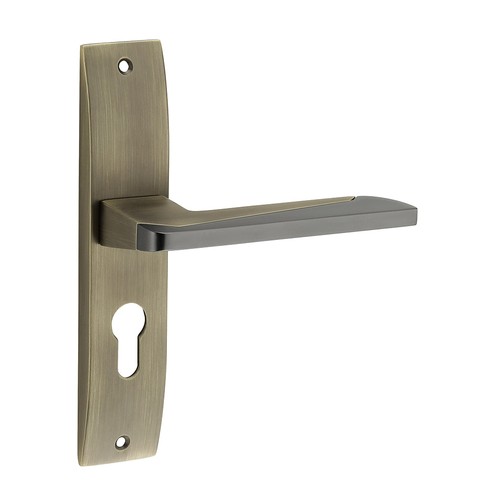 IPSA Lilac Iris Handle Series on 8" Plate CYS Lockset with 60mm Coin and Knob - Matte Antique Finish MAB