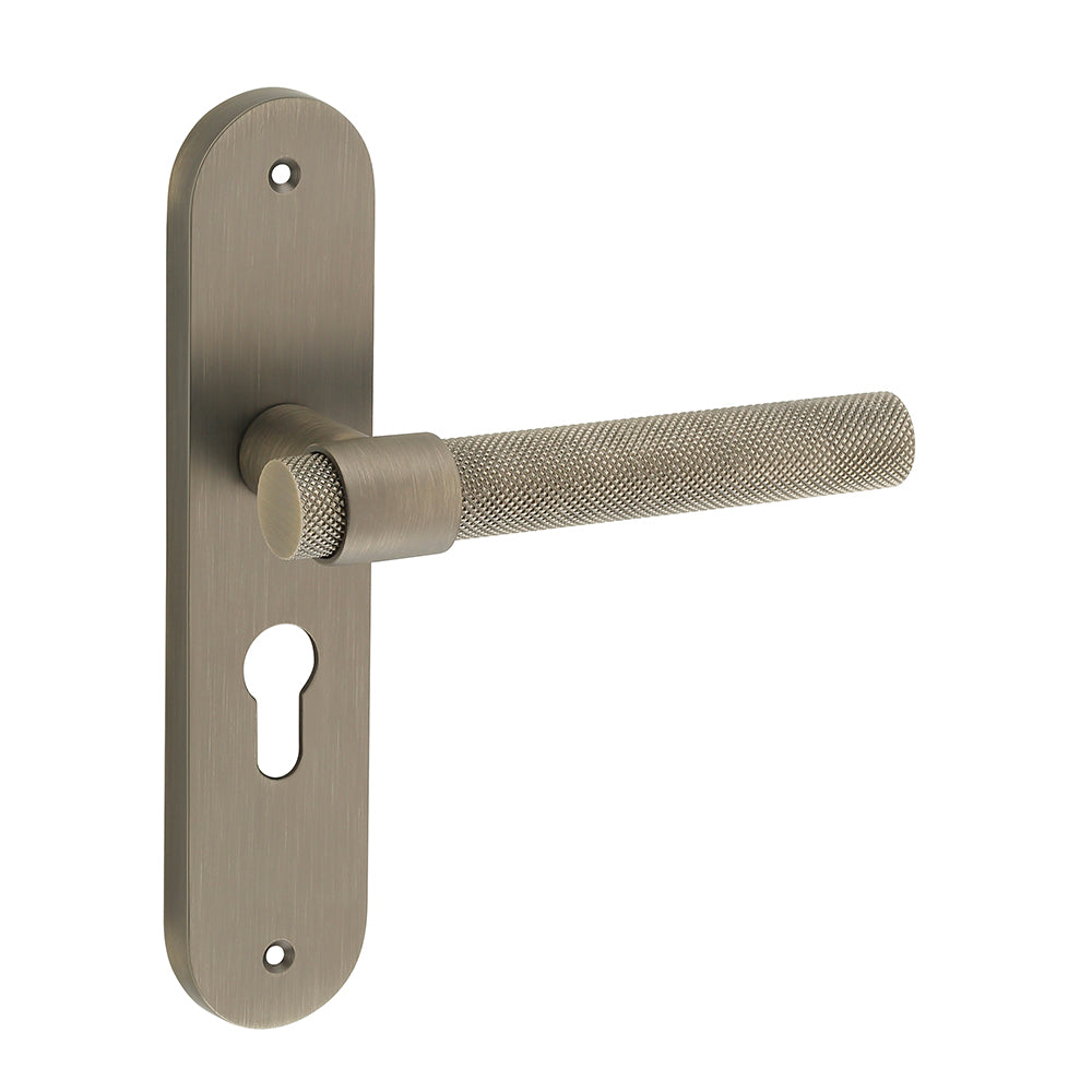 IPSA Gem Moderna Handle Series on 8" Plate CYS Lockset with 60mm One Side Key and Knob - Matte Antique Finish MAB