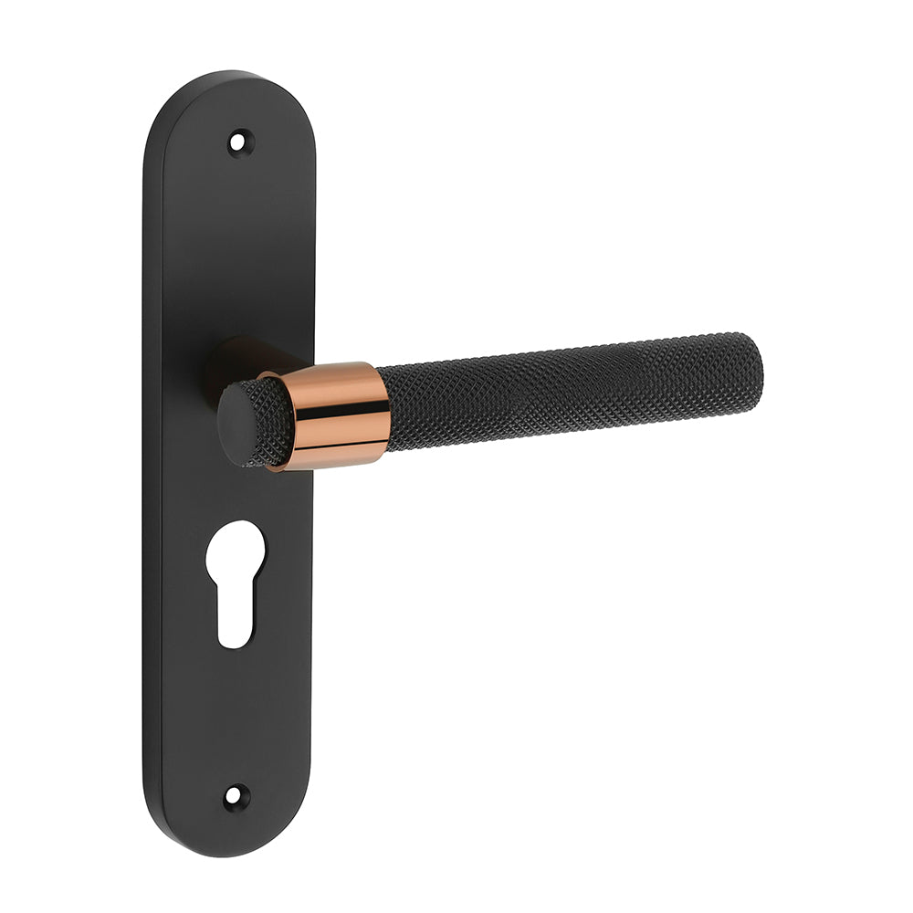 IPSA Gem Moderna Handle Series on 8" Plate CYS Lockset with 60mm One Side Key and Knob - Matte Finish BRG