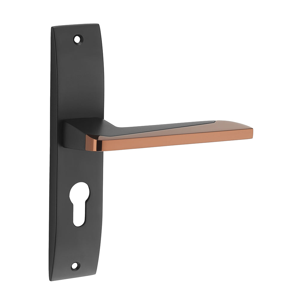 IPSA Lilac Iris Handle Series on 8" Plate CYS Lockset with 60mm Coin and Knob - Matte Finish BRG