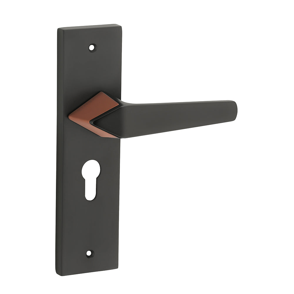 IPSA Peru Iris Handle Series on 8" Plate CYS Lockset with 60mm One Side Key and Knob - Matte Antique Finish BRG