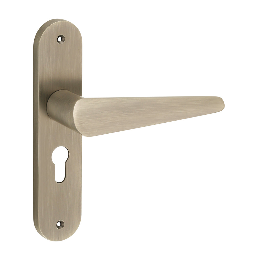 IPSA Bone Moderna Handle Series on 8" Plate CYS Lockset with 60mm Both Side Key - Matte Antique Finish MAB