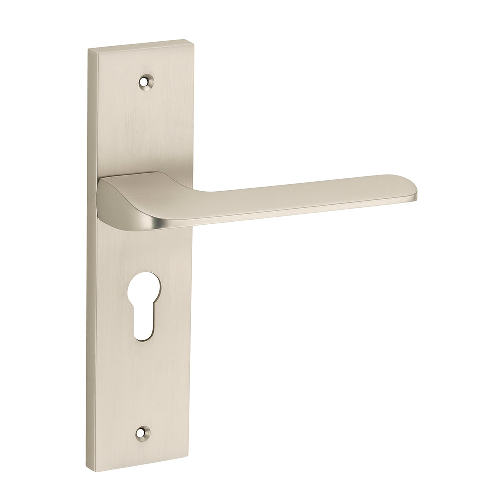 IPSA Chilli Moderna Handle Series on 8" Plate CYS Lockset with 60mm Both Side Key - Matte Satin Nickel Finish SS
