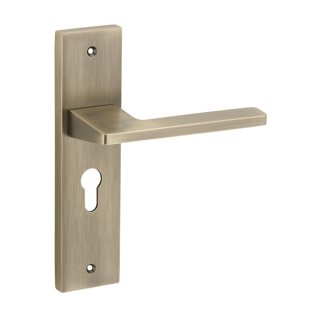 IPSA Cyan Moderna Handle Series on 8" Plate CYS Lockset with 60mm One Side Key and Knob - Matte Finish MAB