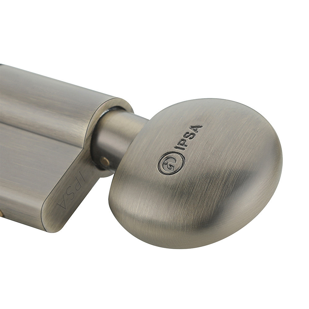 IPSA Euro Cylinder Lock Computer Key One Side Key and Knob Osk 90mm Lock for Home, Office and Apartment Doors | Door Thickness 60-68 mm Antique Brass Finish