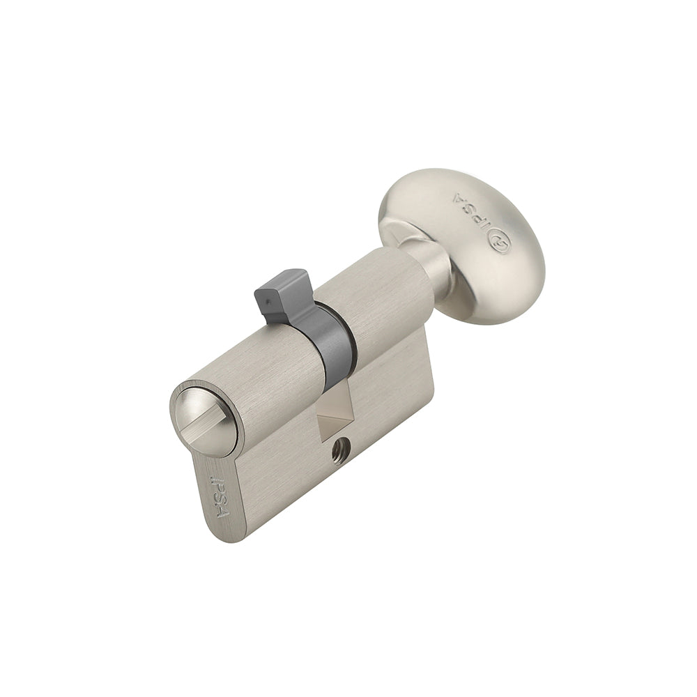 IPSA Euro Cylinder Lock One Side Coin & Knob 60mm Lock for Home, Office and Apartment Doors | Door Thickness 30-38 mm Nickel SS Finish