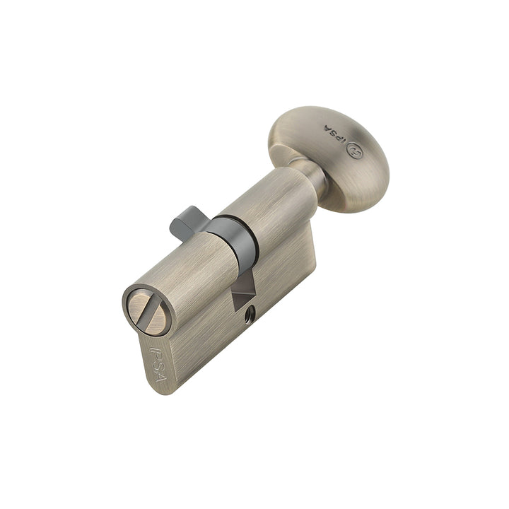 IPSA Euro Profile Cylinder Lock One Side Coin & Knob 60mm Lock for Home, Office and Apartment Doors | Door Thickness 30-38 mm Antique Brass Finish