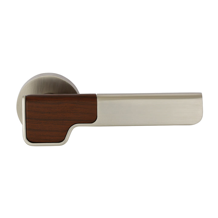 IPSA Bao Lord Series On Rose Door Handle without Lock Body & Cylinder Only Pair Finish: MSN/WOOD