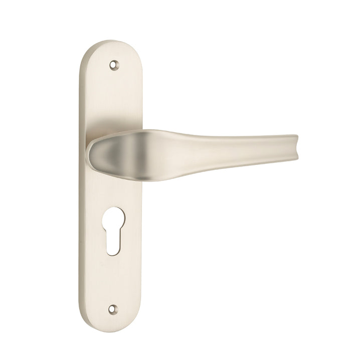 IPSA Dove Moderna Handle Series on 8" Plate CYS Lockset with 60mm Coin and Knob - Finish MSS