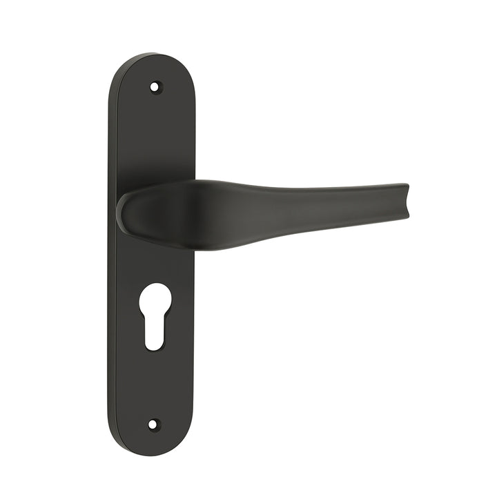 IPSA Dove Moderna Handle Series on 8" Plate CYS Lockset with 60mm Coin and Knob - Finish Black