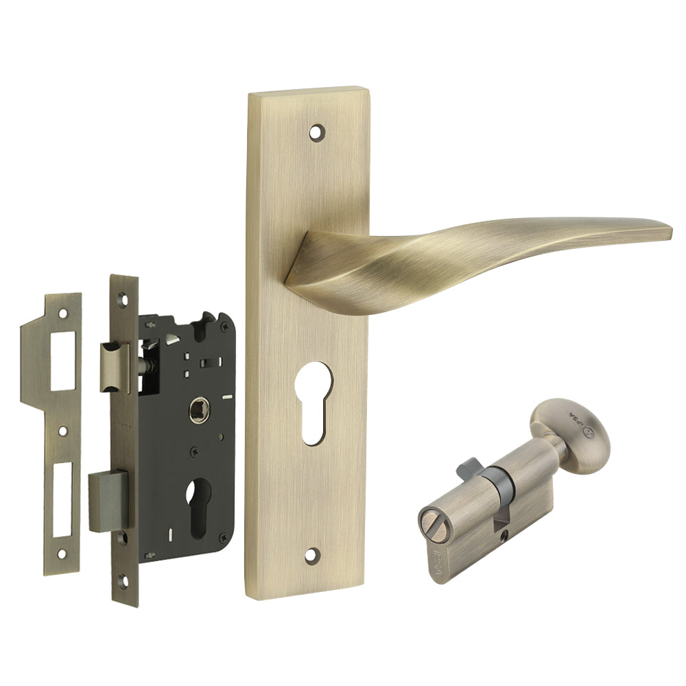 IPSA Mint Iris Handle Series on 8" Plate CYS Lockset with 60mm Coin and Knob - MAB Finish