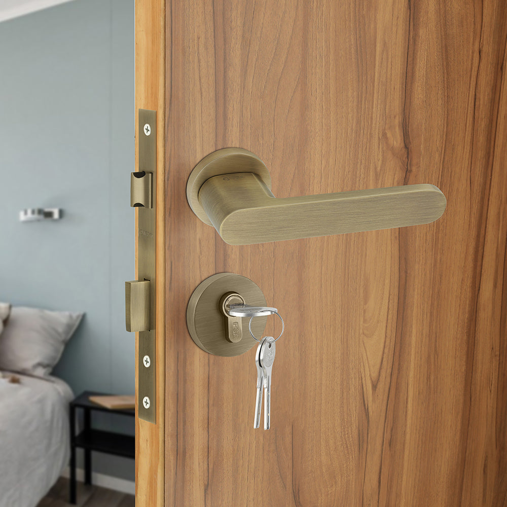 IPSA Lemon Iris Handle Series On Rose with 60mm One Side Key & Knob Cylinder Finish - MAB