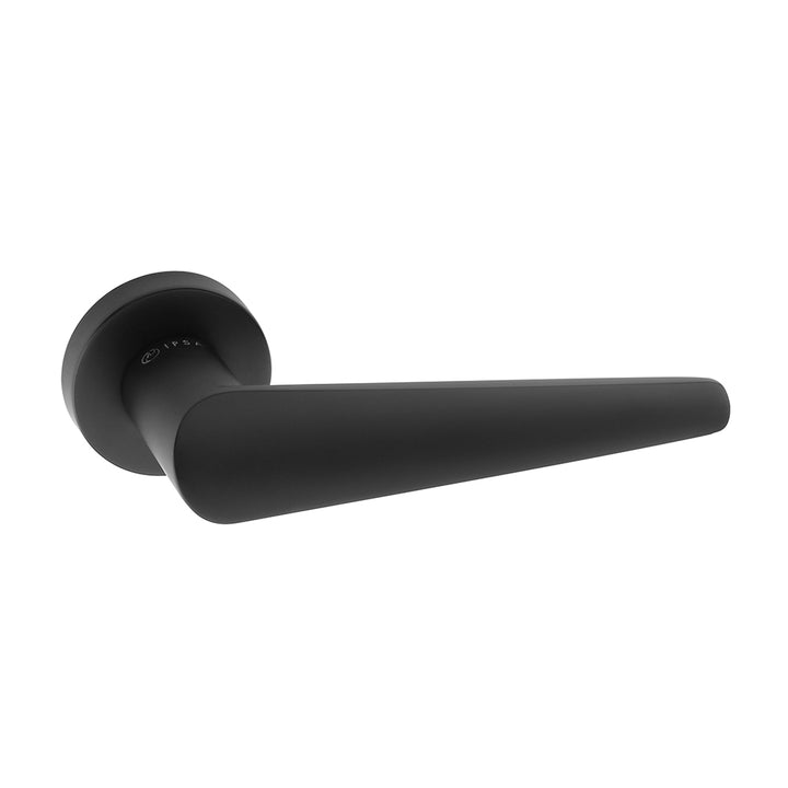 IPSA Bone Moderna Series On Rose Door Handle without Lock Body & Cylinder Only Pair Finish: BLACK