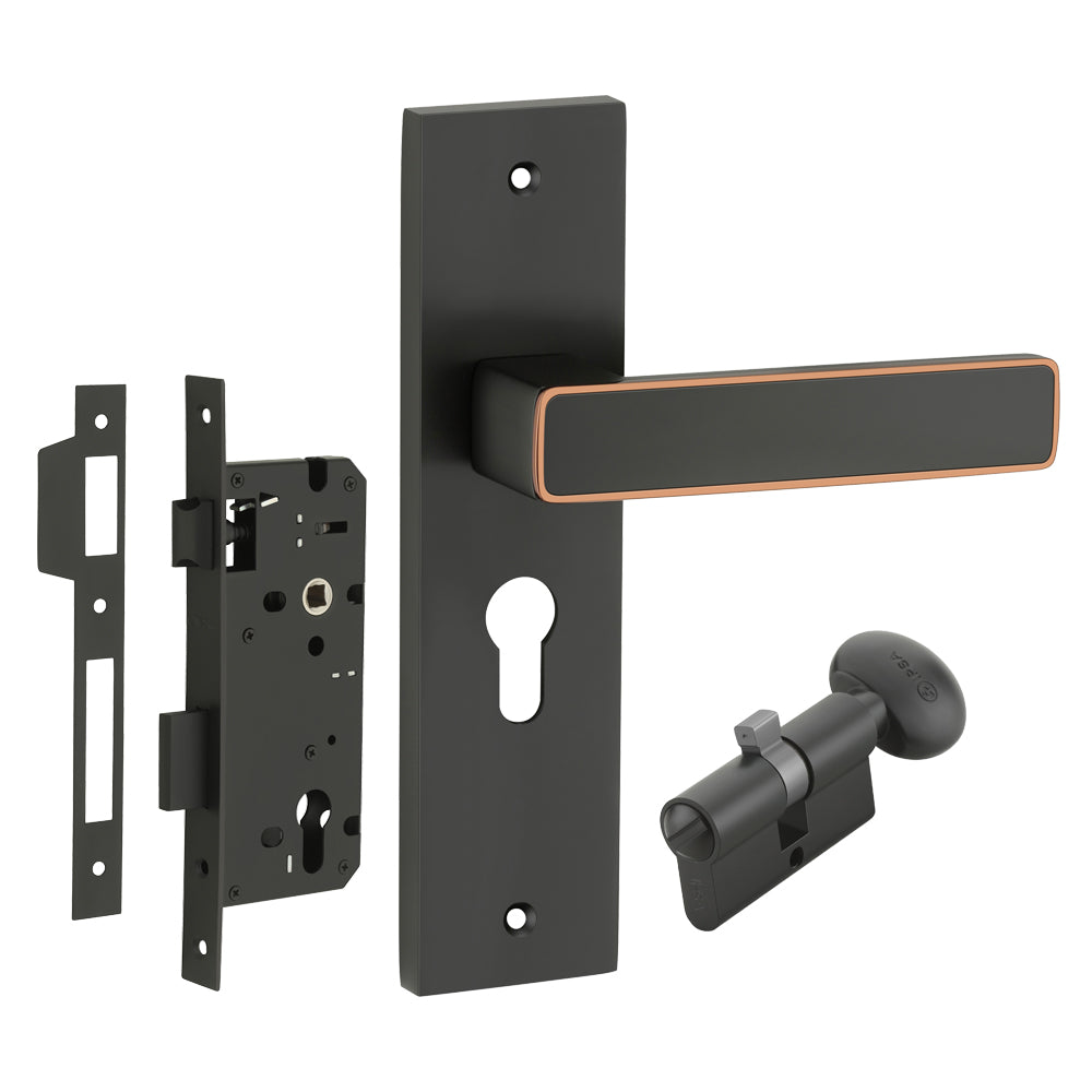 IPSA Clay Iris Handle Series on 10" CY Lockset with 60mm Coin and Knob - Finish BRG