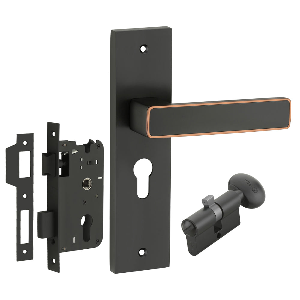 IPSA Clay Iris Handle Series on 8" Plate CYS Lockset with 60mm Coin and Knob - Matte Finish BRG