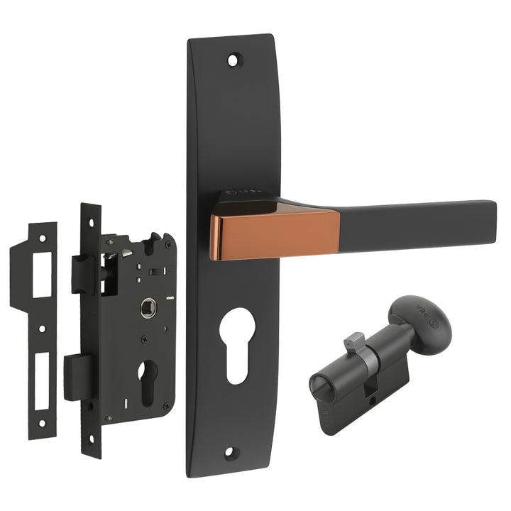 IPSA Ash Iris Handle Series on 8" Plate CYS Lockset with 60mm Coin and Knob - Matte Finish BRG