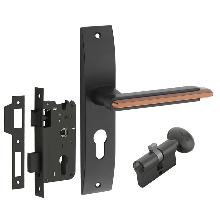 IPSA Lead Iris Handle Series on 8" Plate CYS Lockset with 60mm Coin and Knob - Matte Finish BRG