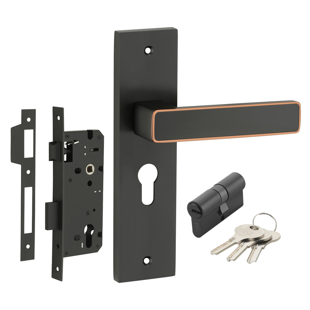 IPSA Clay Iris Handle Series on 10" CY Lockset with 60mm Both Side Key and Knob - Finish BRG