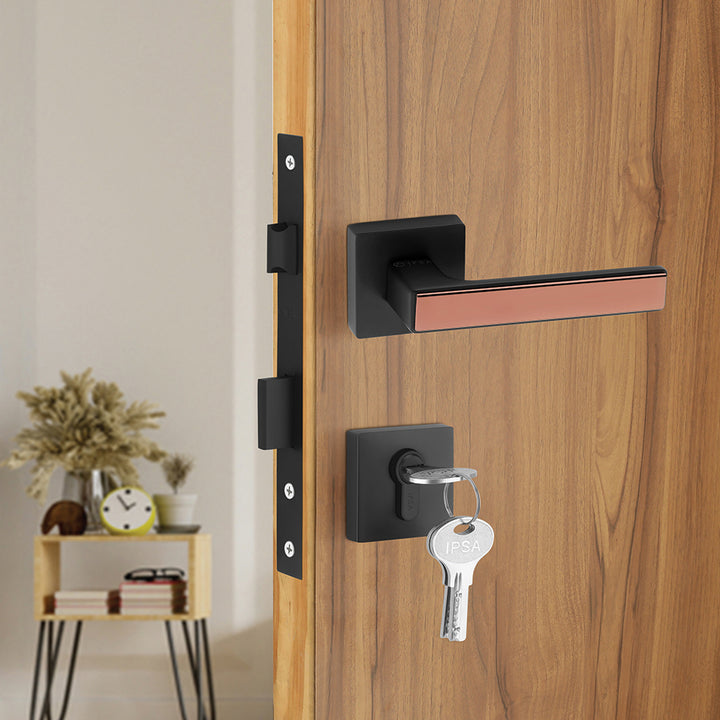 IPSA IRIS Series TEAL Door Handle Elevate Your Home with the Serene Charm of Style and Comfort with Escutcheons, Key & Knob, BRG Finish Per Pair