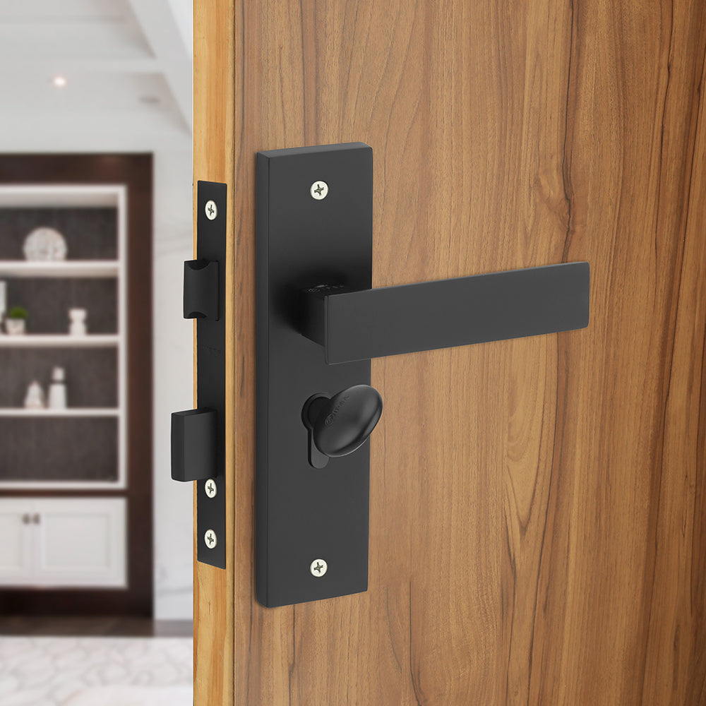IPSA Sage Moderna Handle Series on 8" Plate CYS Lockset with 60mm One Side Key and Knob - Matte Antique Finish BLACK
