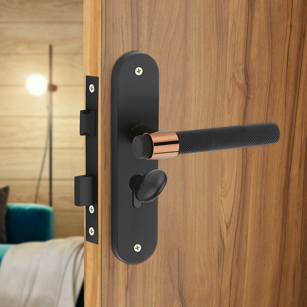 IPSA Gem Moderna Handle Series on 8" Plate CYS Lockset with 60mm Coin and Knob - Matte Finish BRG