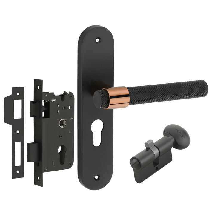 IPSA Gem Moderna Handle Series on 8" Plate CYS Lockset with 60mm Coin and Knob - Matte Finish BRG