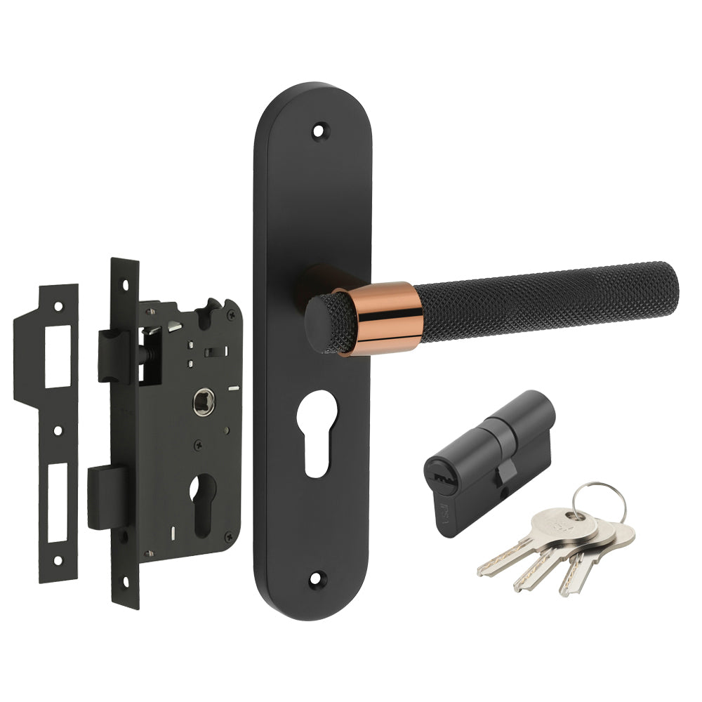 IPSA Gem Moderna Handle Series on 8" Plate CYS Lockset with 60mm Both Side Key - Matte Finish BRG