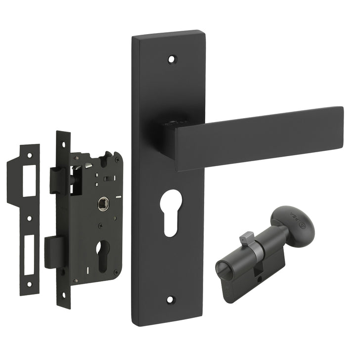 IPSA Sage Moderna Handle Series on 8" Plate CYS Lockset with 60mm Coin and Knob - Matte Finish BLACK