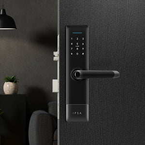 IPSA Series 40 Pro Max Digital Smart Door Lock 5 in 1 Bluetooth Fingerprint (Option) Password Card Mechanical Key and Gateway (Option) Black Finish
