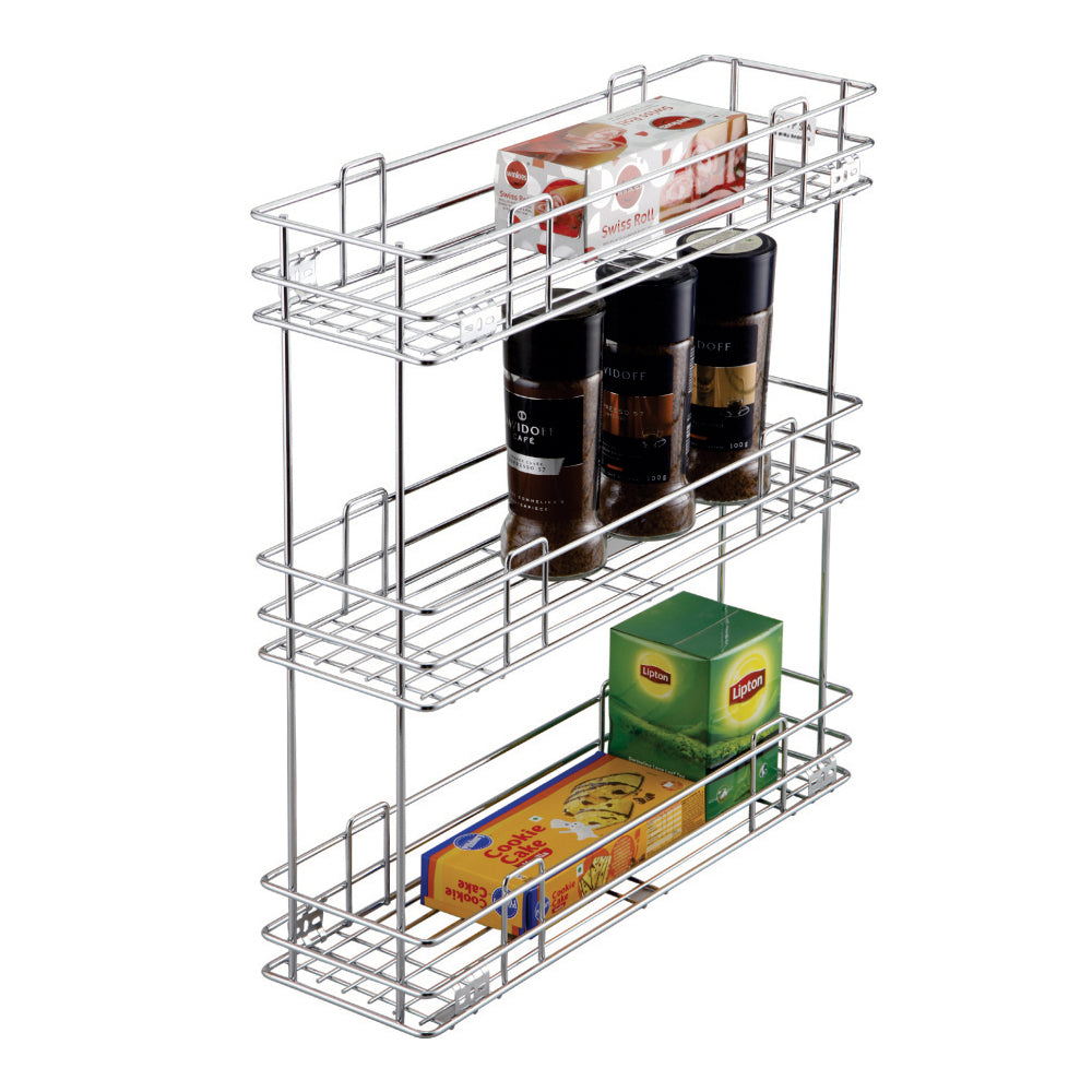 IPSA Stainless Steel Bottle Pull Out Wire 10x20x21 | 3 Shelf (Pack of 1 Piece)
