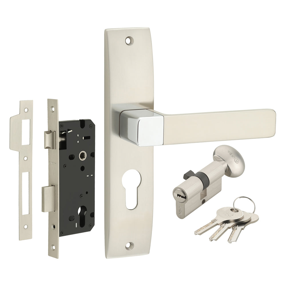 IPSA Ink Iris Handle Series on 10" CY Lockset with 60mm One Side Key and Knob - Finish CPS
