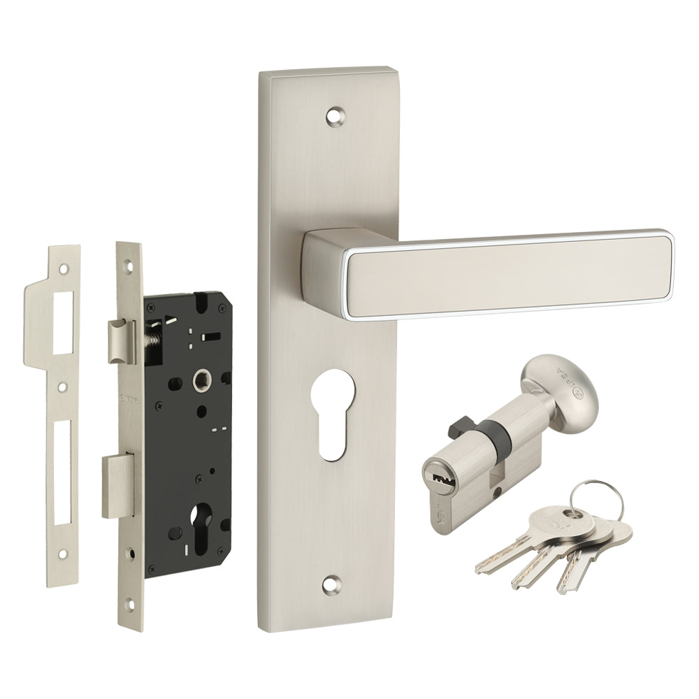 IPSA Clay Iris Handle Series on 10" CY Lockset with 60mm One Side Key and Knob - Finish CPS