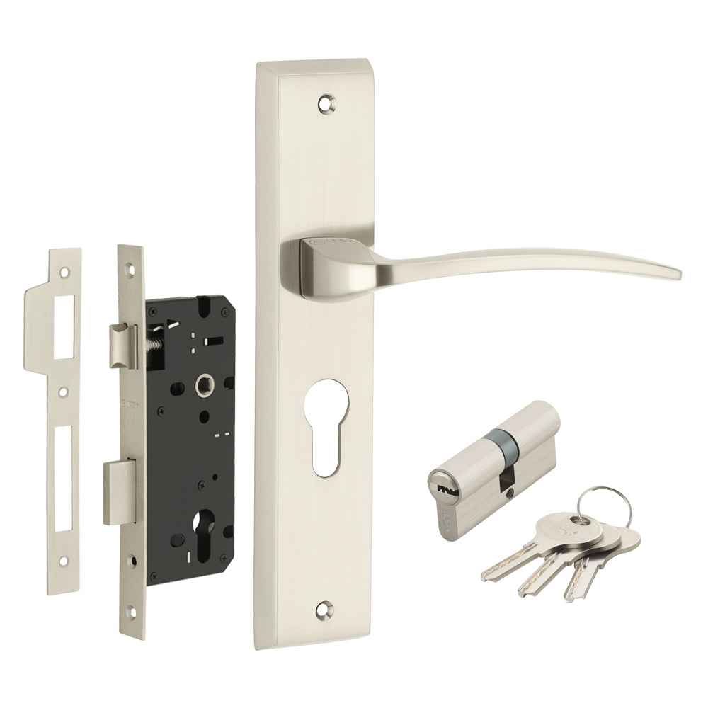 IPSA Azure Iris Handle Series Door Handle 10" Plate With Both Side Key Cylinder Finish FSS