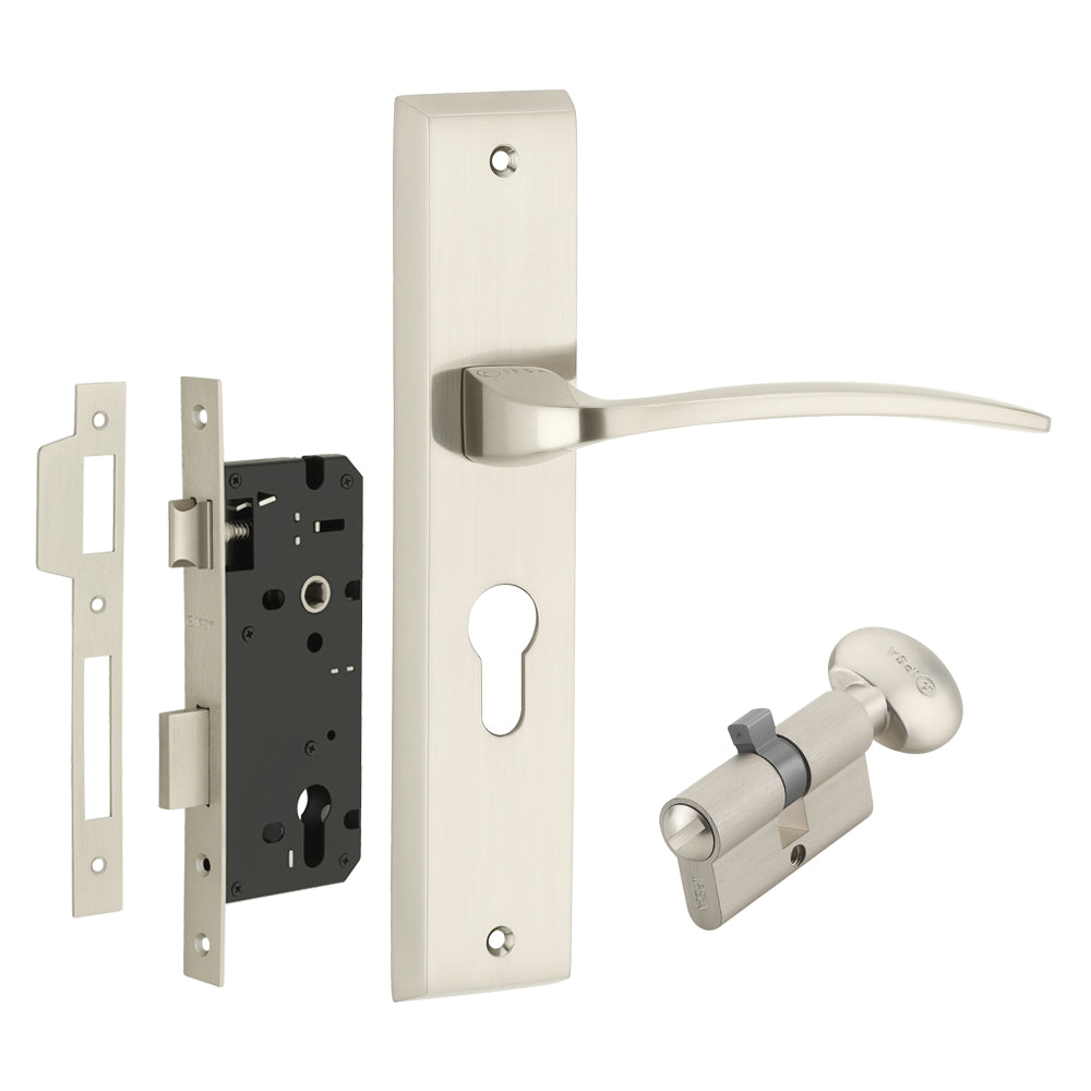 IPSA Azure Iris Handle Series Door Handle 10" Plate With Coin and Knob Cylinder Finish FSS