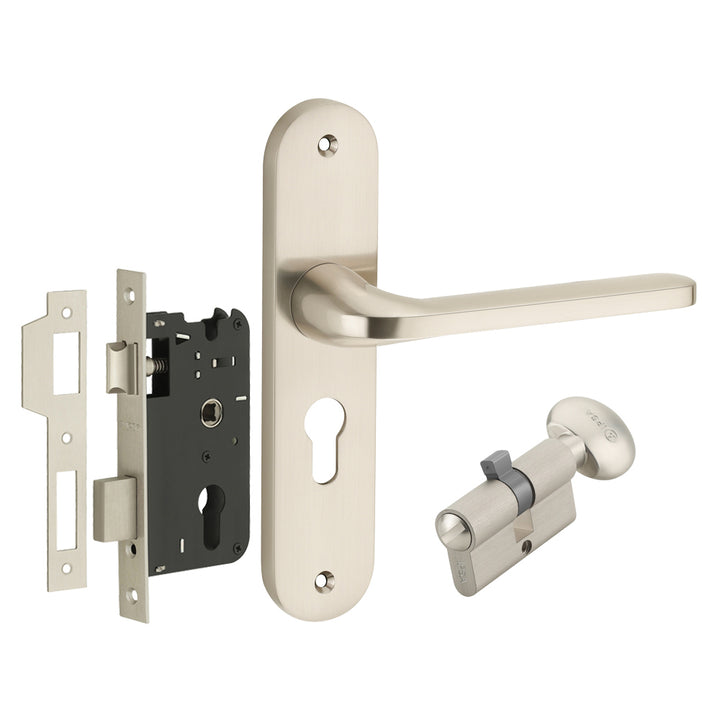 IPSA Olive Moderna Handle Series on 8" Plate CYS Lockset with 60mm Coin and Knob - Matte Antique Finish MSS