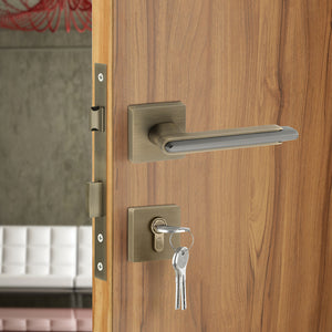 IPSA IRIS Series LEAD Premium Door Handle On Rose - Enhance Your Home with Elegance and Functionality Escutcheons, Key & Knob, MAB Finish Per Pair
