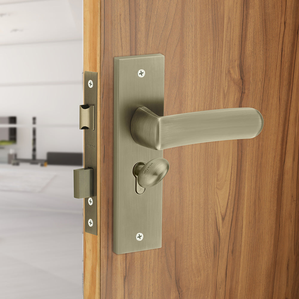 IPSA Tomato Moderna Handle Series on 8" Plate CYS Lockset with 60mm Coin and Knob - Matte Antique Finish MAB